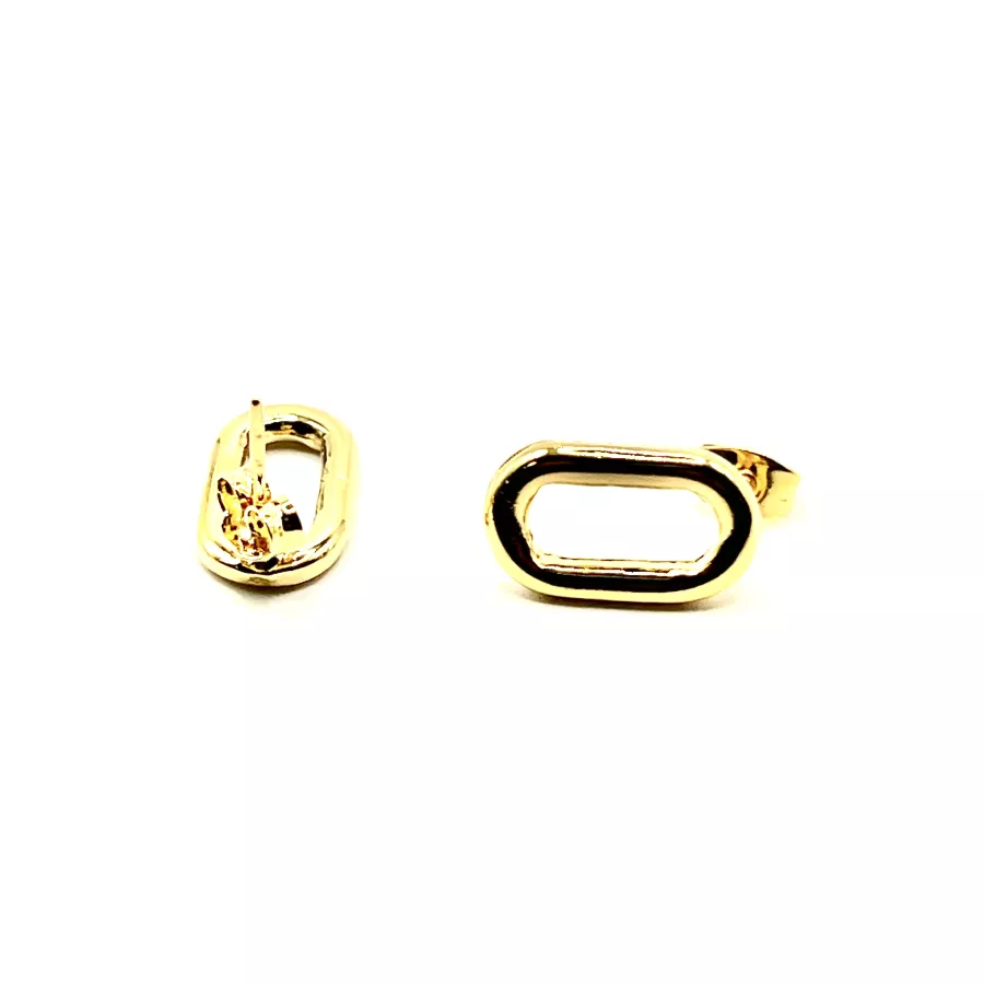 Boucles d'oreilles à clous ovale plaqués 10microns d'argent en France - Or