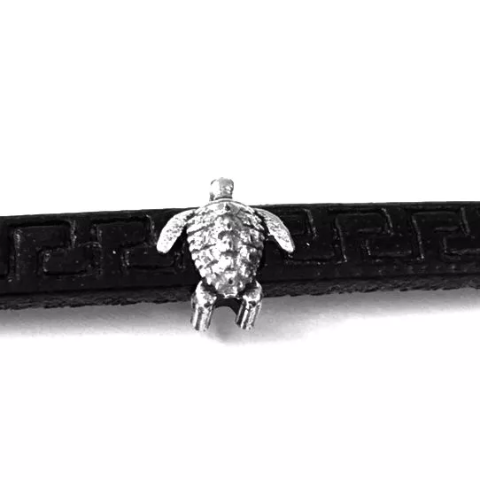 Passant tortue 5mm en étain plaqué argent antique