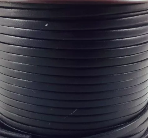 1m Cuir de veau 3mm plat-NOUVELLES COULEURS - Noir