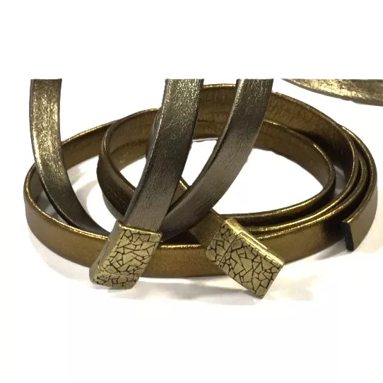 Fermoir aimanté en étain motif craquelé pour cuir plat 10mm - Bronze