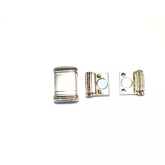 Fermoir aimanté en étain pour cuir 10mm - Argent