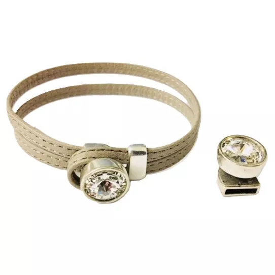 Fermoir boucle avec strass pour cuir 2 x 5mm