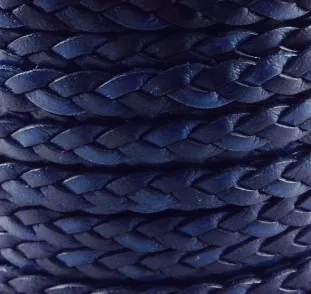 Cuir tressé 6mm-ITALIEN - Bleu marine