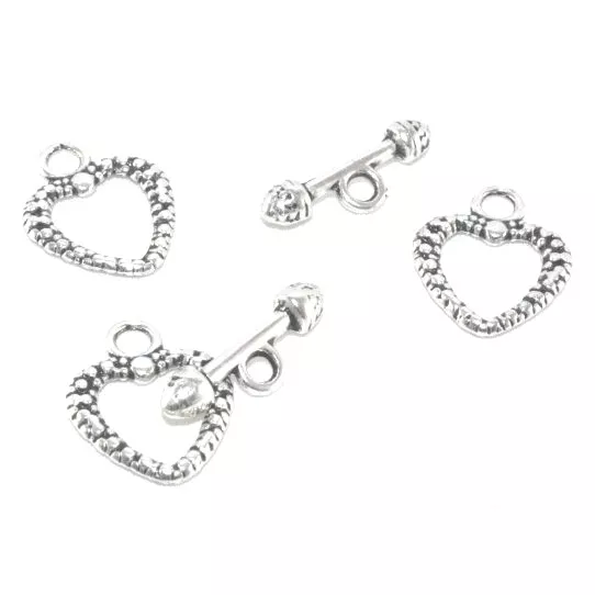 Fermoir T en forme de coeur en zamac