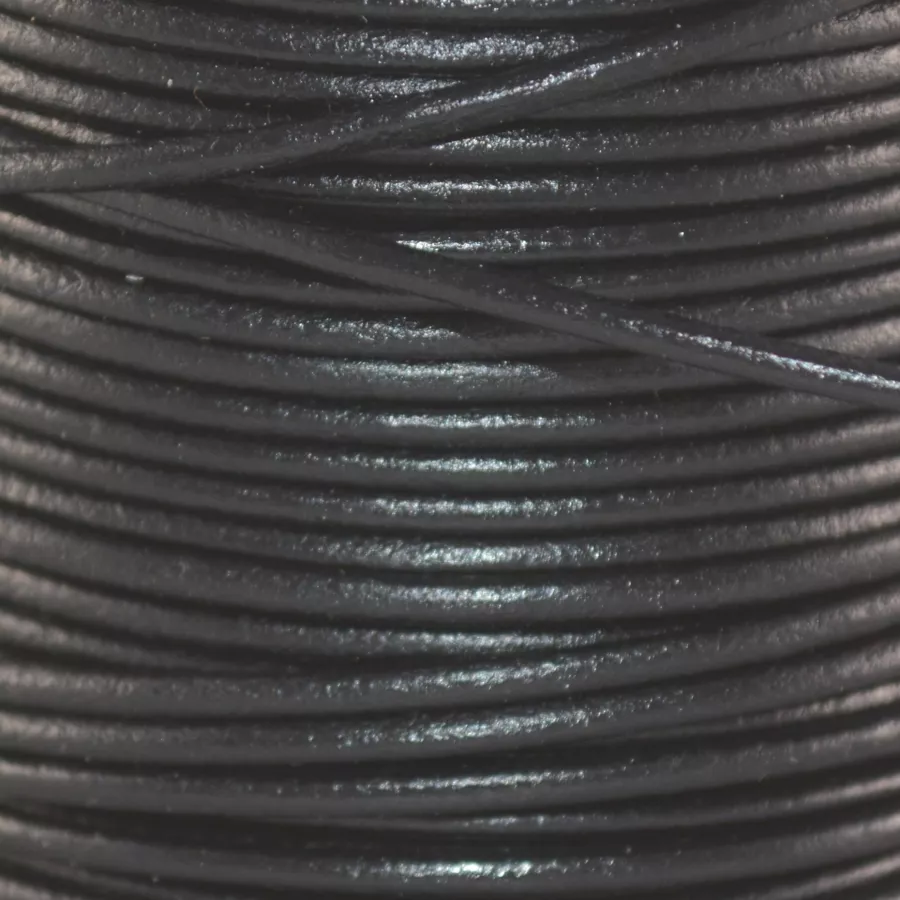 Cuir rond 2 mm couleurs pastel et métallisées - Noir