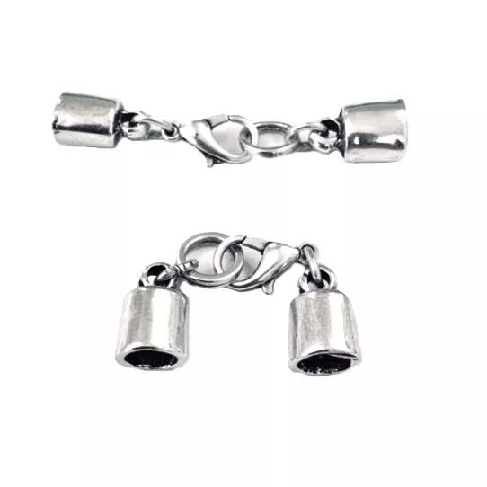 Embouts finis avec anneaux et mousqueton cuir rond 5mm