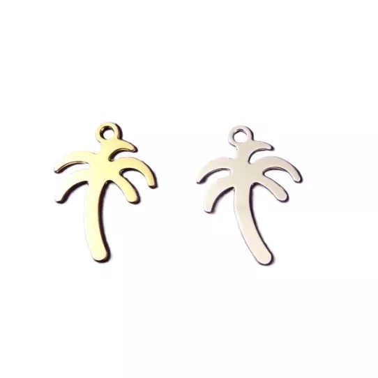 Pendant palmier en laiton plaqué en France argent ou or - Or