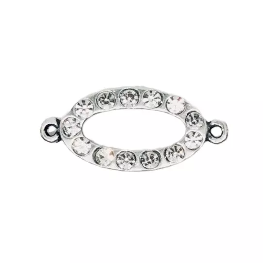 Intercalaire forme ovale avec strass et deux anneaux