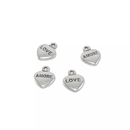 Pendant coeur double face love/amore