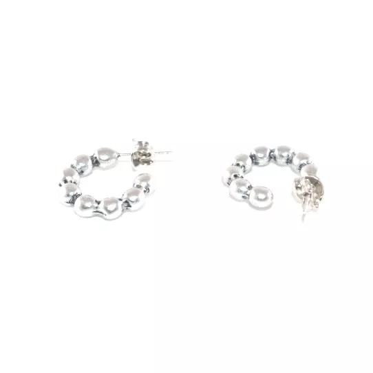 Boucles d'oreilles à clous demi créoles avec boules