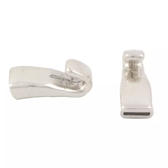 Fermoir crochet en zamac pour cuir 5mmx2, plaqué argent
