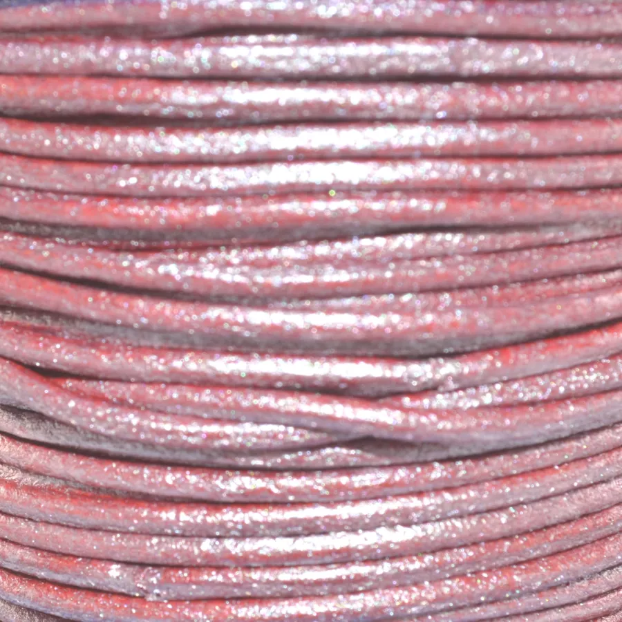 Cuir rond 2 mm couleurs pastel et métallisées - Bordeaux métallisé