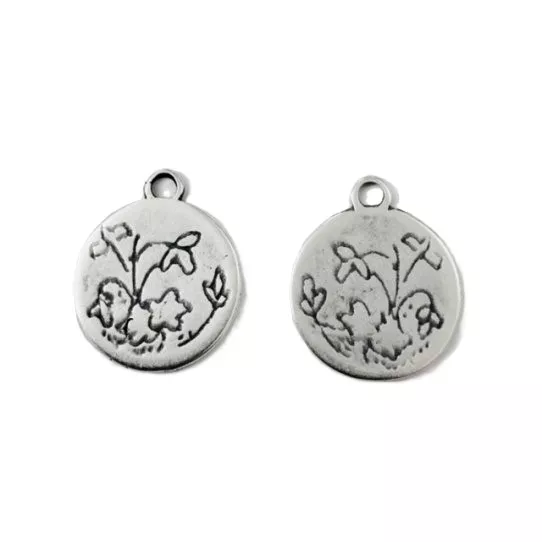 Pendant médaille motif fleur