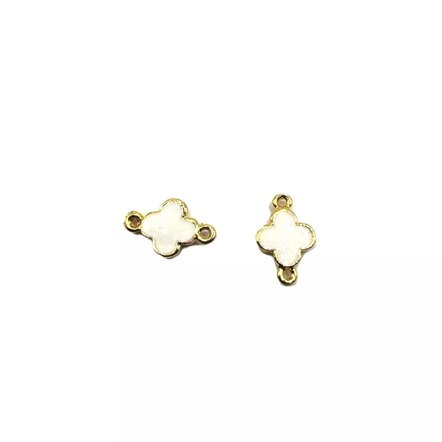 Intercalaire trèfle à 4 feuilles émaillés base doré - Blanc
