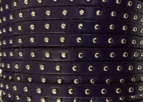 Cuir Veau - Clouté - Plat - 5mm - - Violet