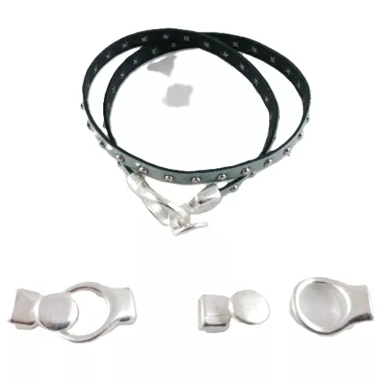 Fermoirs  boucle en zamac pour 5mm cuir plat
