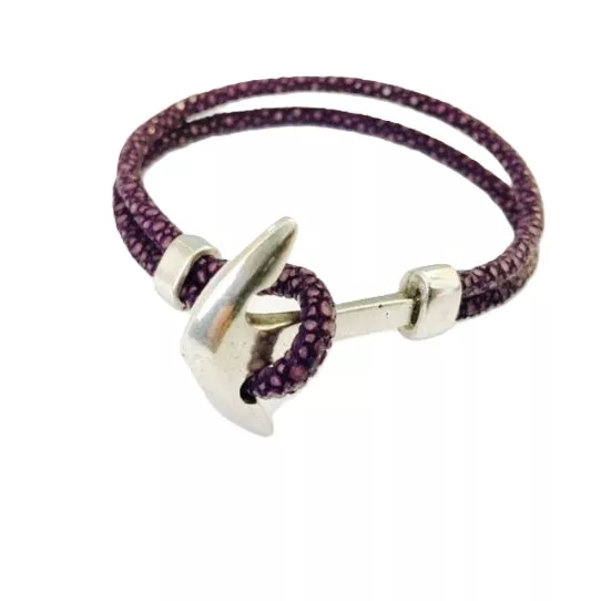 Fermoir ANCRE+son passant pour cuir 3 mm en étain