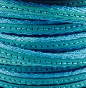 Cuir cousu sur la maille 6mm - Bleu turquoise