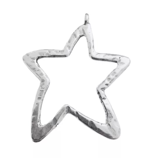 Grande étoile martelé et stylisé pour sautoir 68.50 x 47 mm