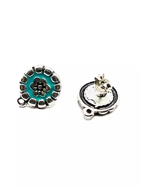 Boucles d'oreilles à clous émaillé Europe - Bleu turquoise