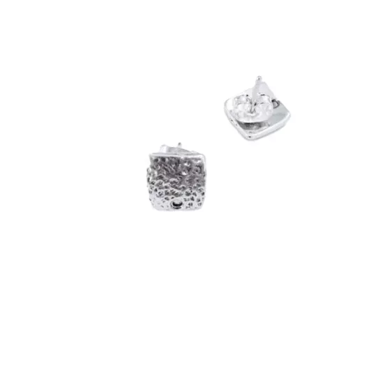 Boucle d'oreille martelé petit carré en étain