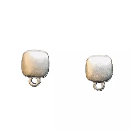 Boucle d’oreille à clou carrée et lisse avec anneau