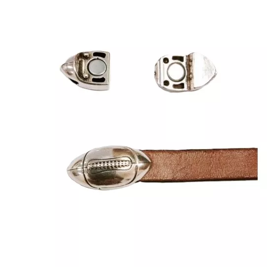 Fermoir aimanté 10mm Ballon de Rugby - Argent antique