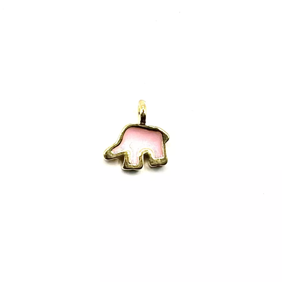 Pendant Petit éléphant en laiton émailé rose  9x 10mm