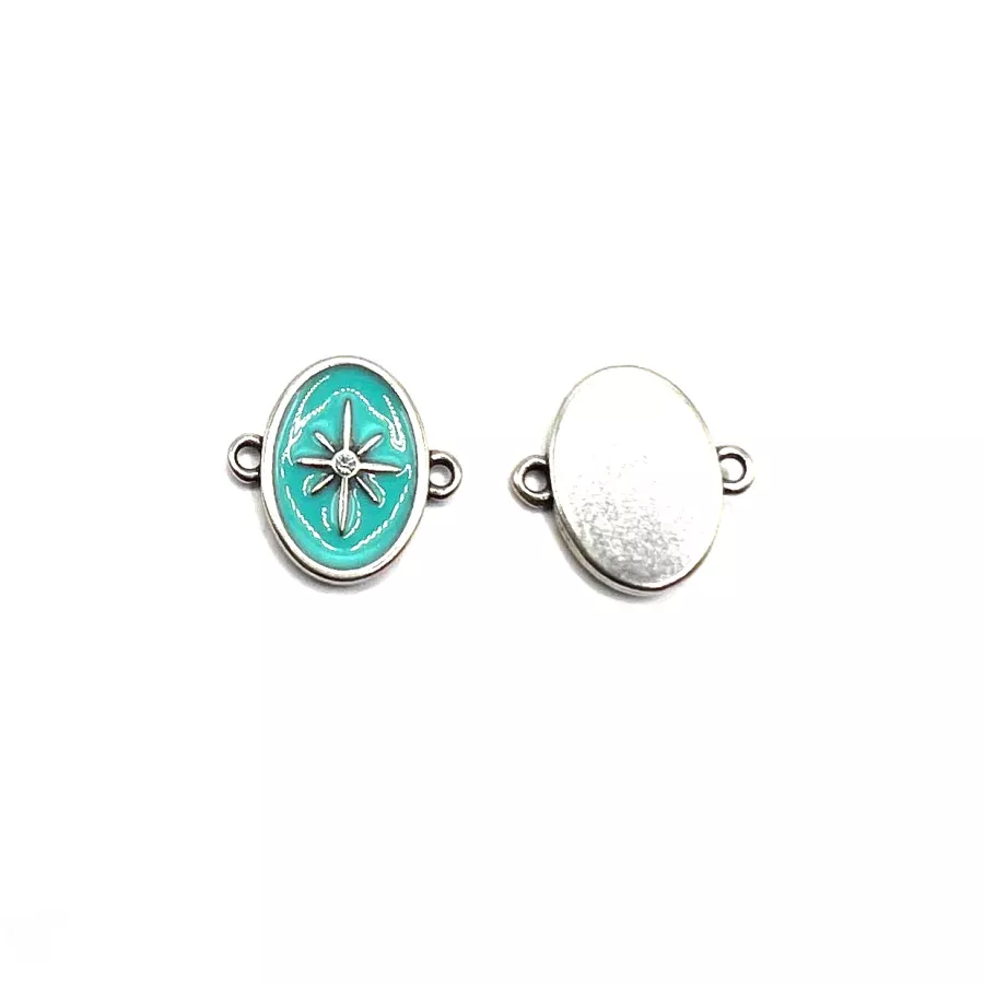 Intercalaire étoile du nord émaillé avec strass 15 x 11 mm - Turquoise