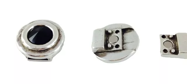 2 Fermoir aimantés avec Swarovski pour cuir 10mm - Noir