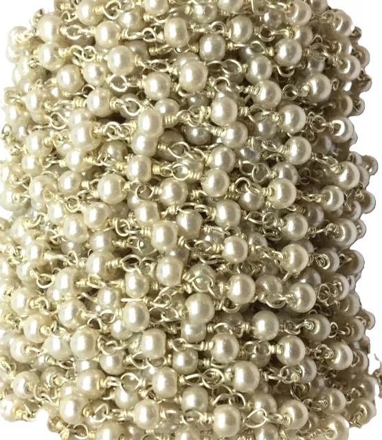 Chaine facette argenté - Perle