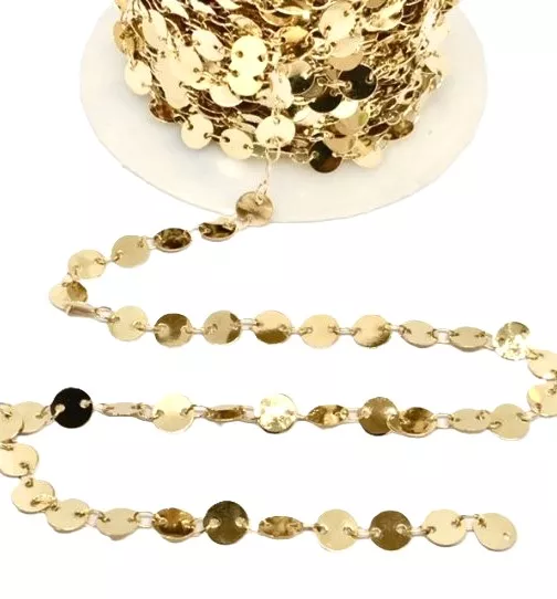 Chaîne pastille, doré à l'or fin 24carat en FR, 1 micron