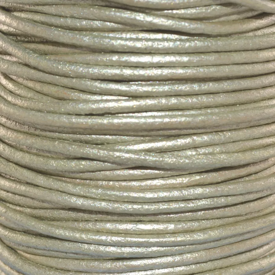 Cuir rond 2 mm couleurs pastel et métallisées - Vert métallisé