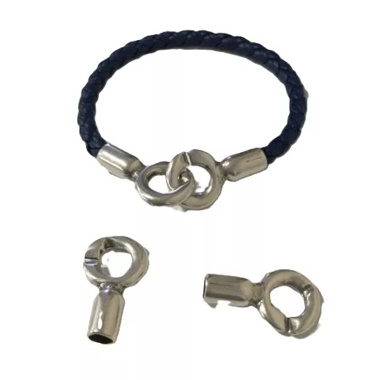 Fermoir crochet pour cuir rond 5mm