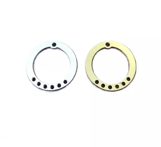 Cercle plat en laiton avec 7 trous-pour boucles d'oreilles - Argent