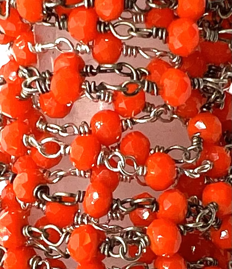 Chaine facette argenté - Corail