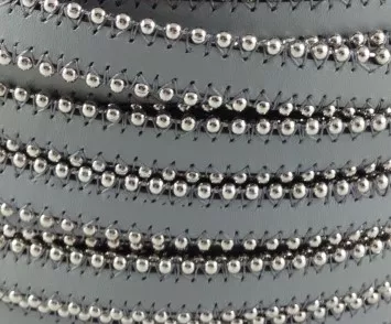 Cuir satiné ou non avec chaîne boule 10 mm-NOUVELLES COULEURS - Gris