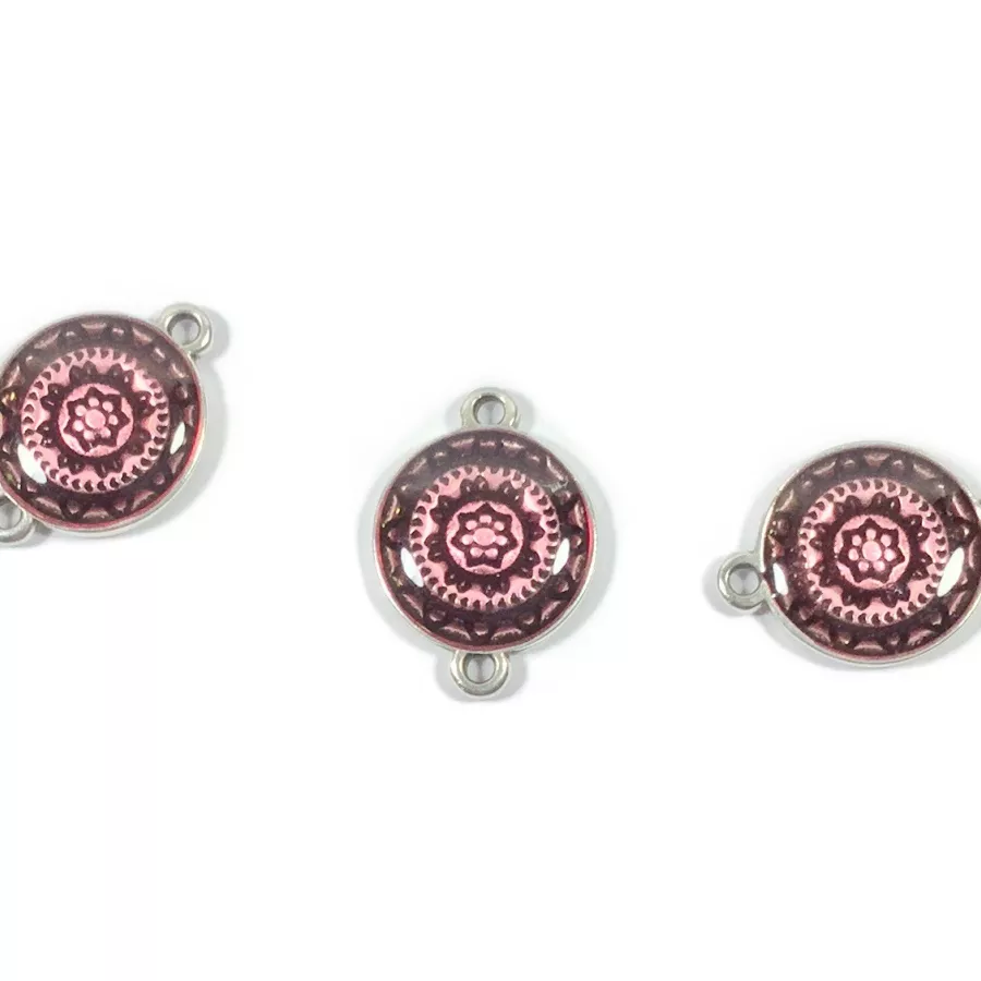 Intercalaire rond avec motif et émaillé - Rose