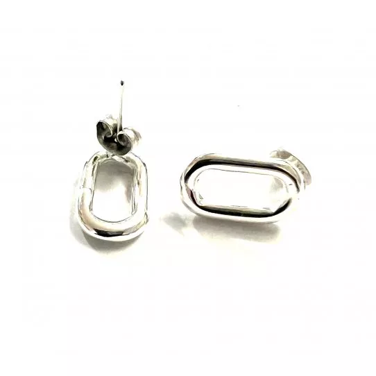 Boucles d'oreilles à clous ovale plaqués 10microns d'argent en France - argent vif