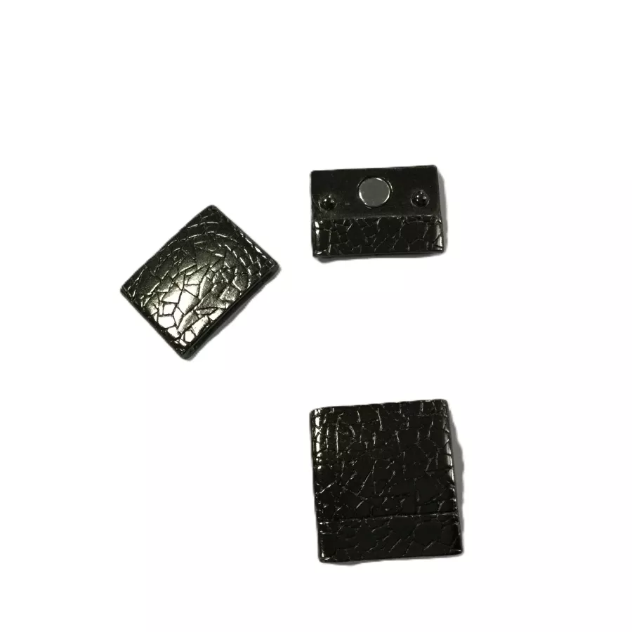Fermor aimanté en étain pour cuir 15mm motif craquelé - Noir