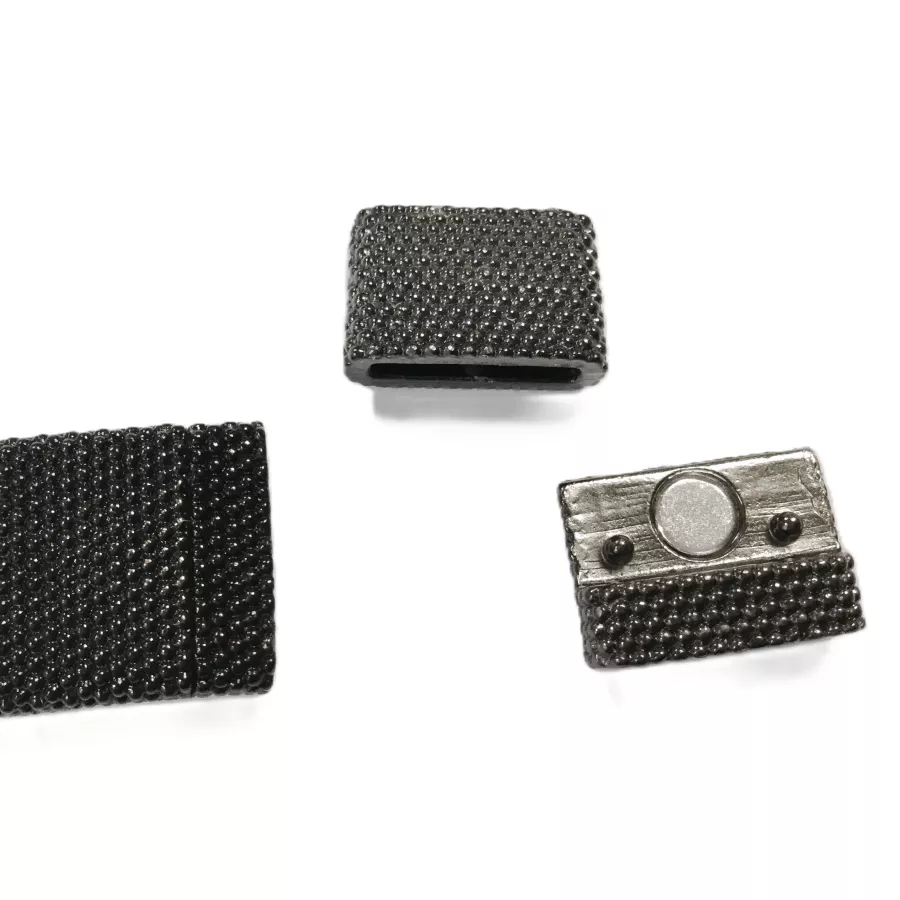 Fermoir aimanté 20mm en étain diamanté - Noir
