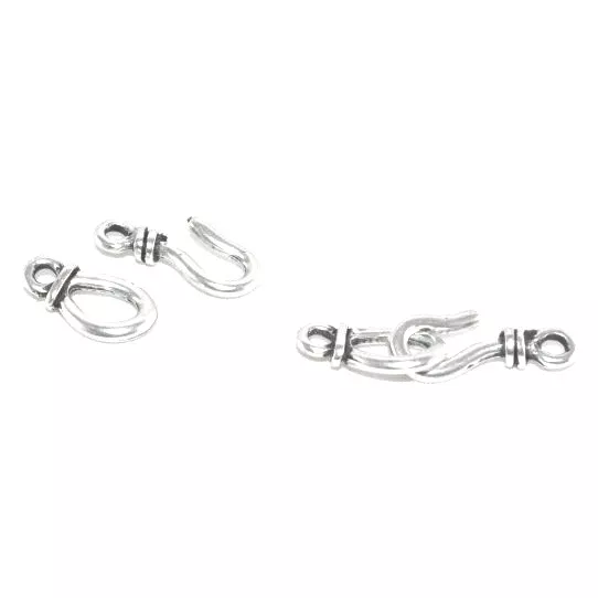 Fermoir crochet male/femelle en zamac plaqué argent