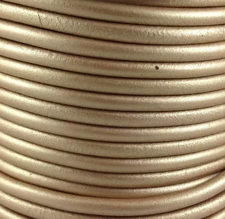 Cuir rond 5mm métalisé - Or