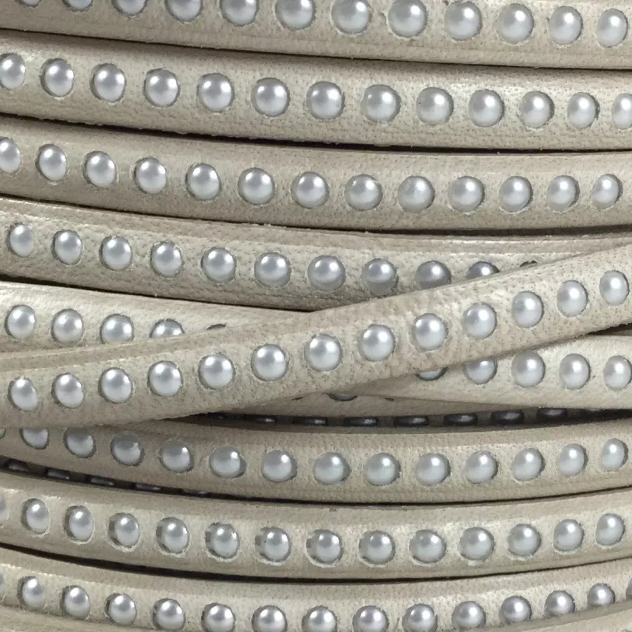 Cuir avec perles incrustés - - Beige