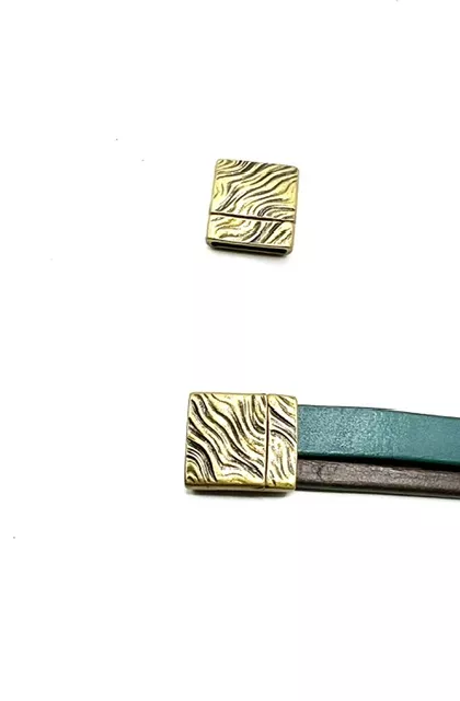 5Fermoirs aimantés pour cuir 15mm en Bronze motif vagues