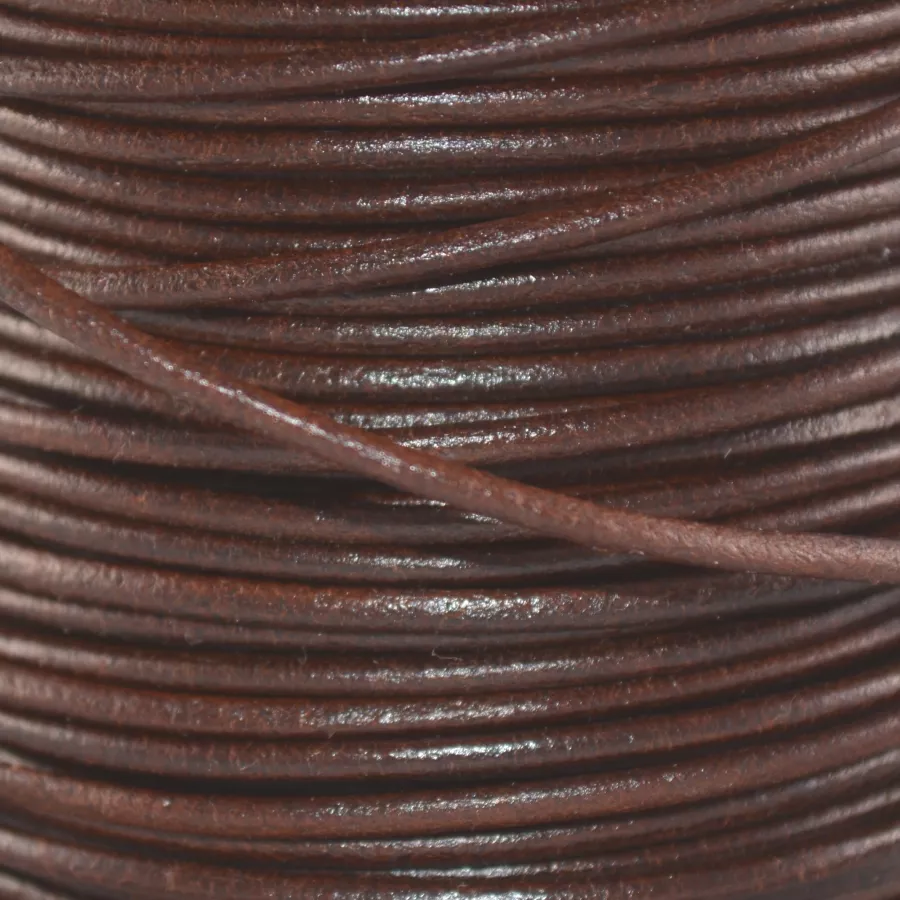 Cuir rond 2 mm couleurs pastel et métallisées - Marron