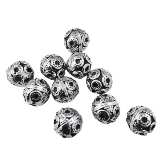 Perles en étain avec motif, 9mm Fabrication Française