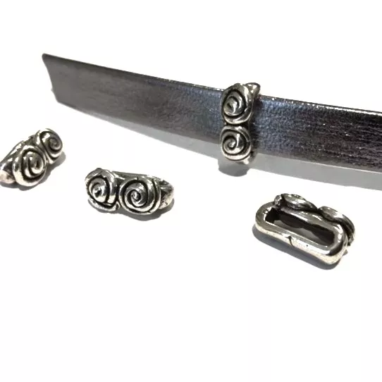 Passant double fleur 10mm étain pl argent