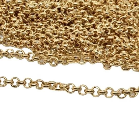 Petite chaine jeseron en laiton doré à l'or fin 3.4mm