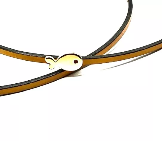 Passant poisson doré pour cuir 3mm